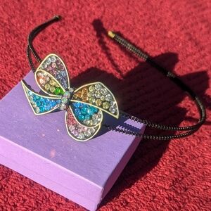 🪩 Multicolor Crystal Bow Headband